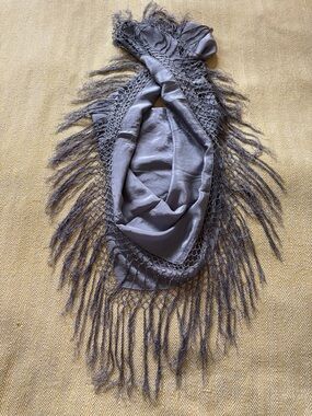 Lilac Silk Scarf – Fringe Trim – Large 34 x 34 – Textured / Statement